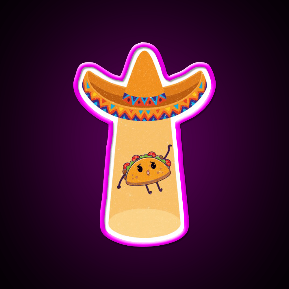 Funny Cute Tacos Extraterrestrial Abduction Taco Led Neon Sign Rgb Color - Shineneon