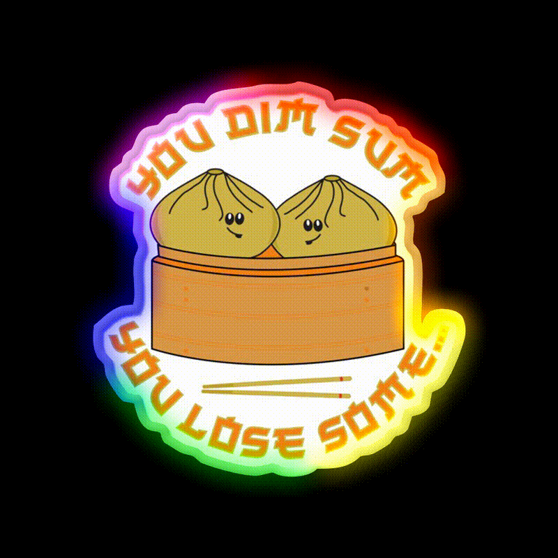 Funny Dim Sum Dumplings Food Pun Led Neon Sign Chinese Food Rgb Color