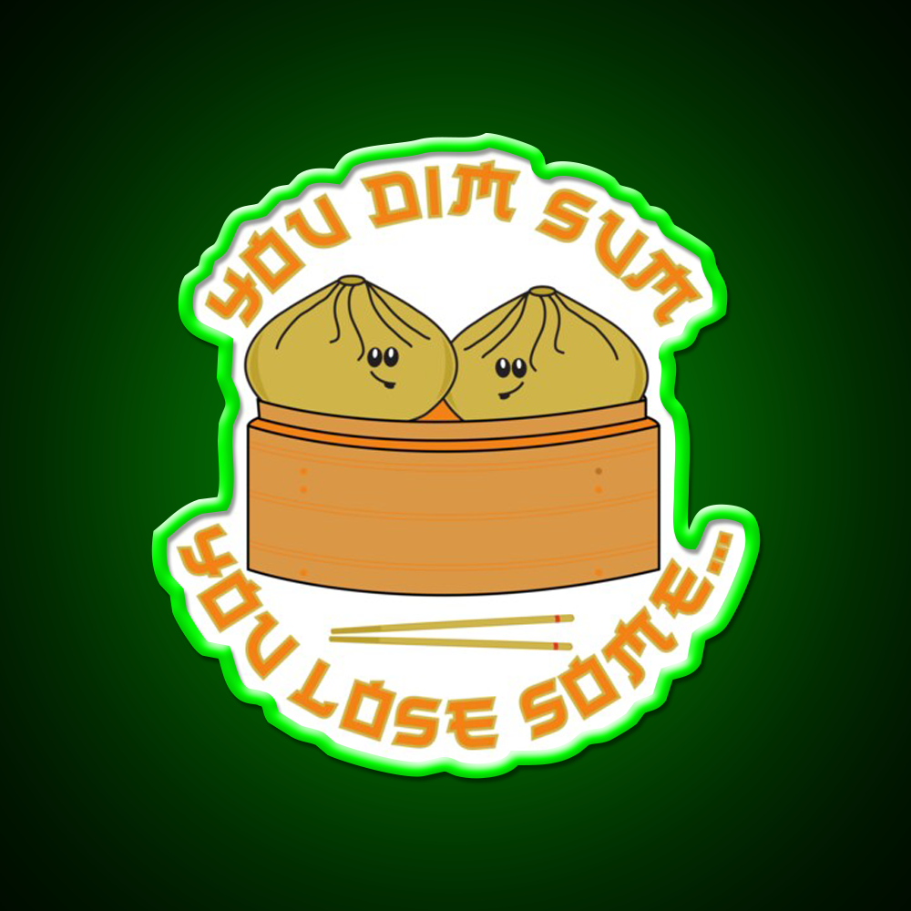 Funny Dim Sum Dumplings Food Pun Led Neon Sign Chinese Food Rgb Color