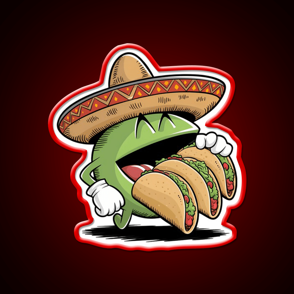 Funny Eating Taco Led Neon Sign Mexican Food Sign Rgb Color - Shineneon