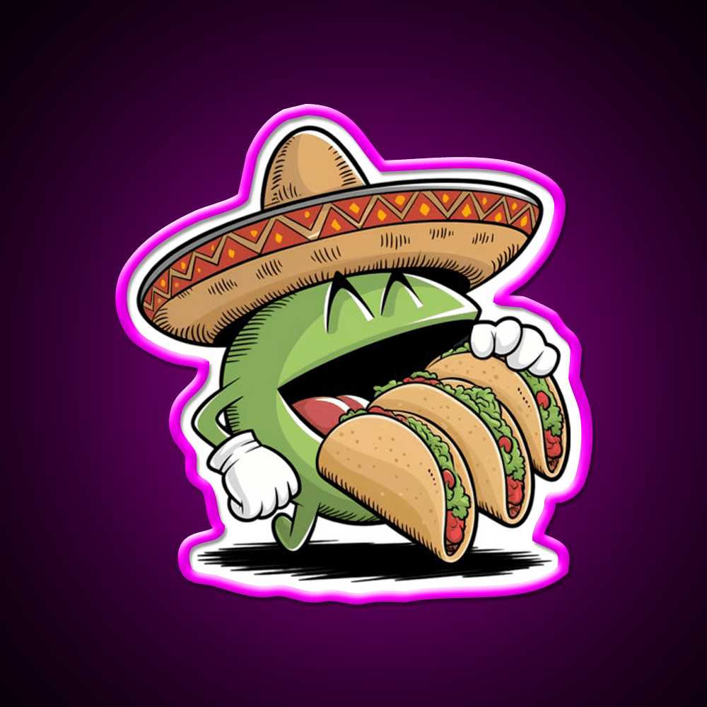 Funny Eating Taco Led Neon Sign Mexican Food Sign Rgb Color - Shineneon