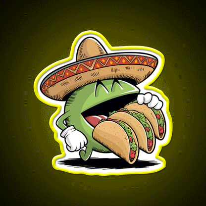 Funny Eating Taco Led Neon Sign Mexican Food Sign Rgb Color - Custom LED neon sign front view