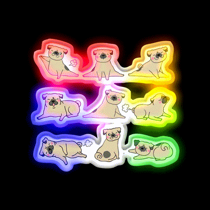 Funny Farting Yoga Pugs Yoga Funny Pug Life Yoga Led Neon Sign Rgb Color