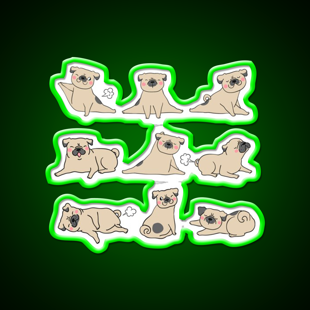 Funny Farting Yoga Pugs Yoga Funny Pug Life Yoga Led Neon Sign Rgb Color