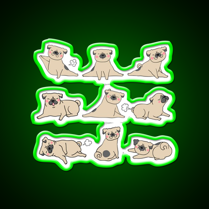 Funny Farting Yoga Pugs Yoga Funny Pug Life Yoga Led Neon Sign Rgb Color