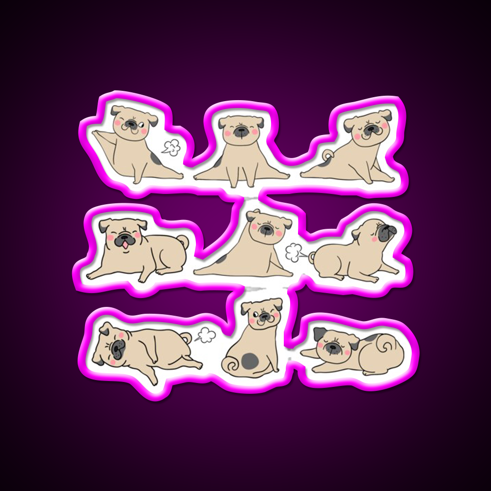 Funny Farting Yoga Pugs Yoga Funny Pug Life Yoga Led Neon Sign Rgb Color