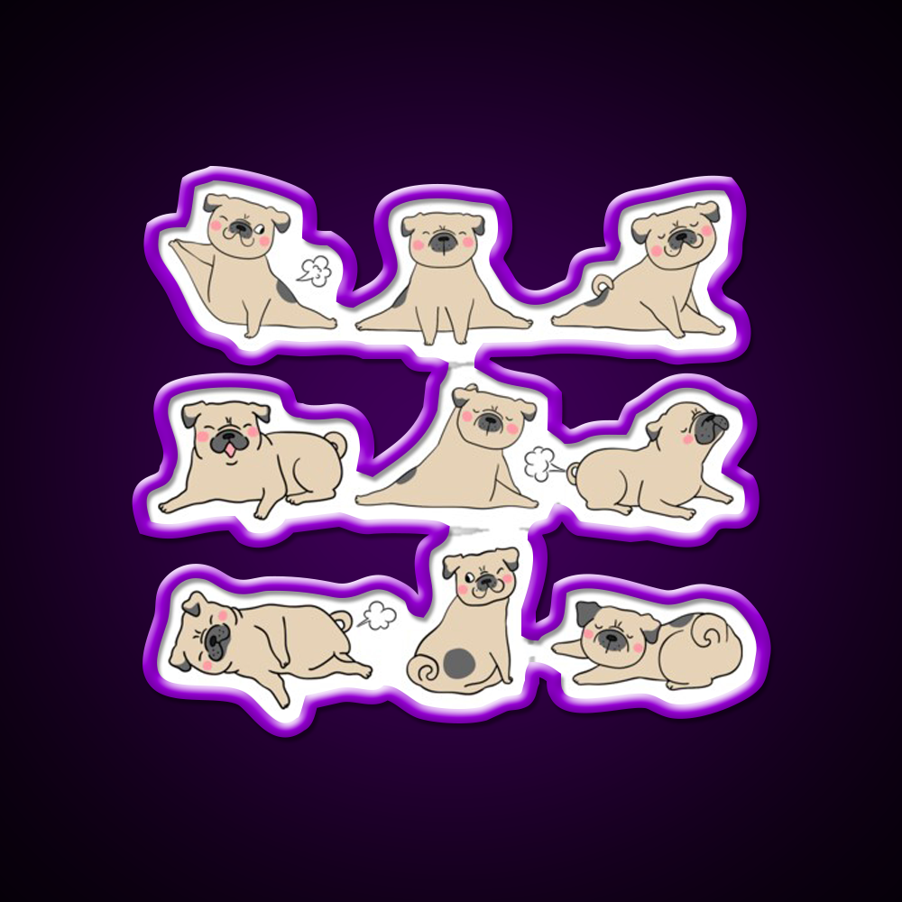 Funny Farting Yoga Pugs Yoga Funny Pug Life Yoga Led Neon Sign Rgb Color