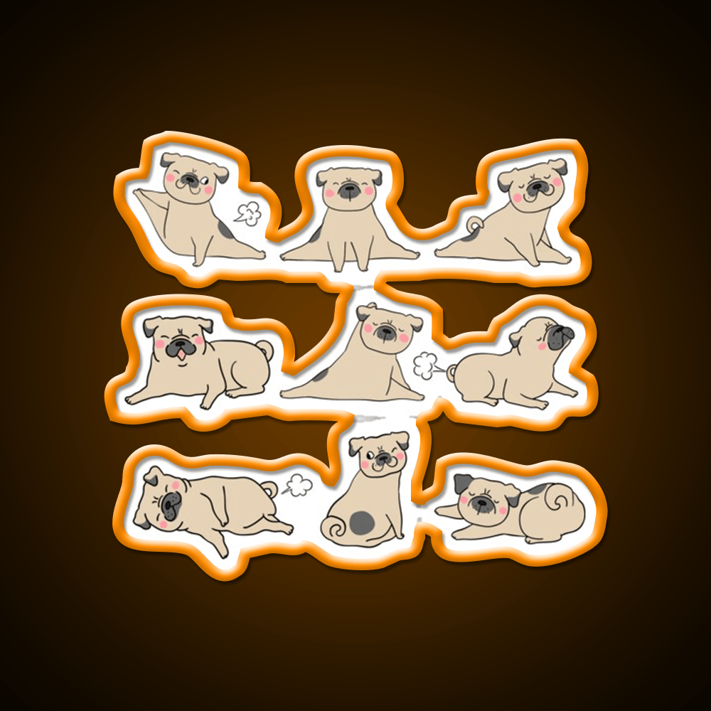 Funny Farting Yoga Pugs Yoga Funny Pug Life Yoga Led Neon Sign Rgb Color - Shineneon