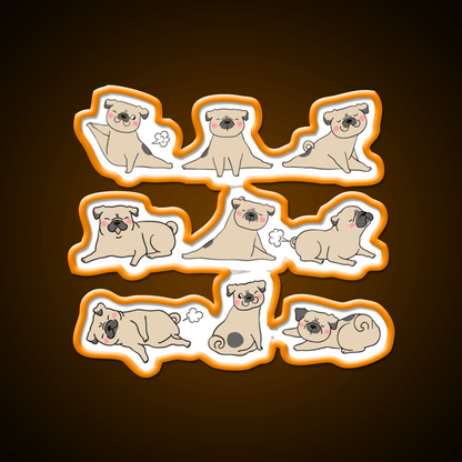 Funny Farting Yoga Pugs Yoga Funny Pug Life Yoga Led Neon Sign Rgb Color - Shineneon