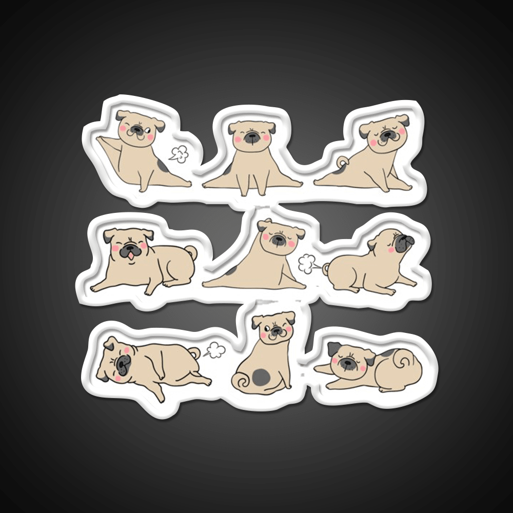 Funny Farting Yoga Pugs Yoga Funny Pug Life Yoga Led Neon Sign Rgb Color - Shineneon