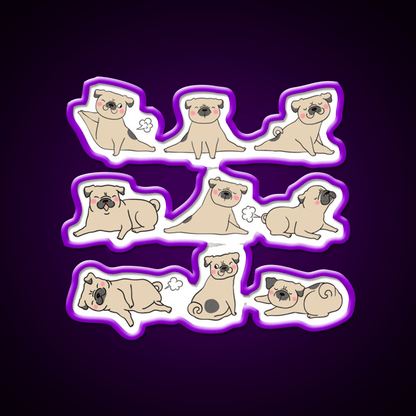 Funny Farting Yoga Pugs Yoga Funny Pug Life Yoga Led Neon Sign Rgb Color - Shineneon