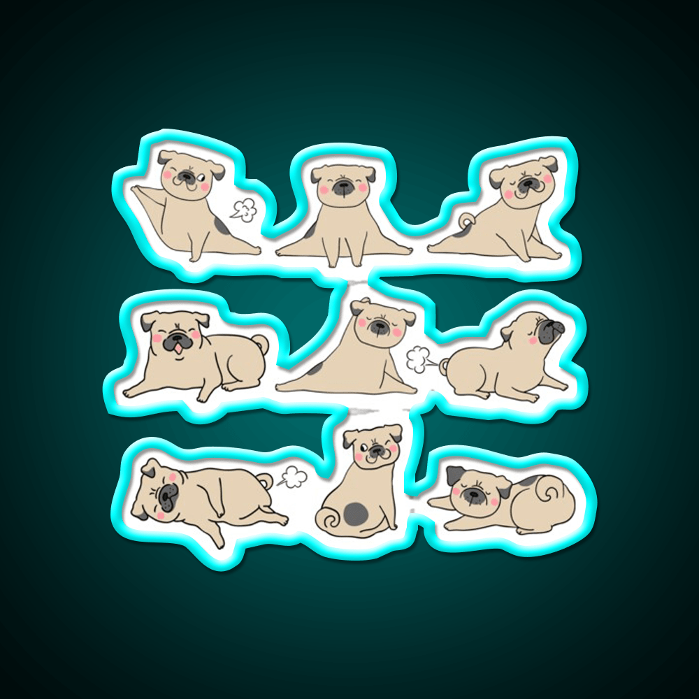 Funny Farting Yoga Pugs Yoga Funny Pug Life Yoga Led Neon Sign Rgb Color - Shineneon