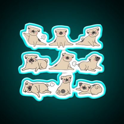Funny Farting Yoga Pugs Yoga Funny Pug Life Yoga Led Neon Sign Rgb Color - Shineneon