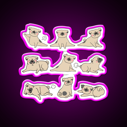 Funny Farting Yoga Pugs Yoga Funny Pug Life Yoga Led Neon Sign Rgb Color - Shineneon