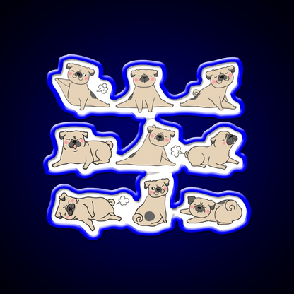Funny Farting Yoga Pugs Yoga Funny Pug Life Yoga Led Neon Sign Rgb Color - Shineneon