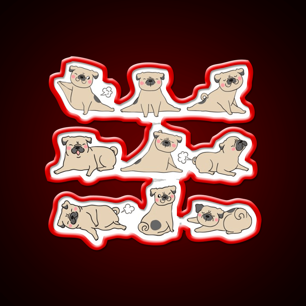 Funny Farting Yoga Pugs Yoga Funny Pug Life Yoga Led Neon Sign Rgb Color - Shineneon
