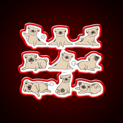 Funny Farting Yoga Pugs Yoga Funny Pug Life Yoga Led Neon Sign Rgb Color - Shineneon