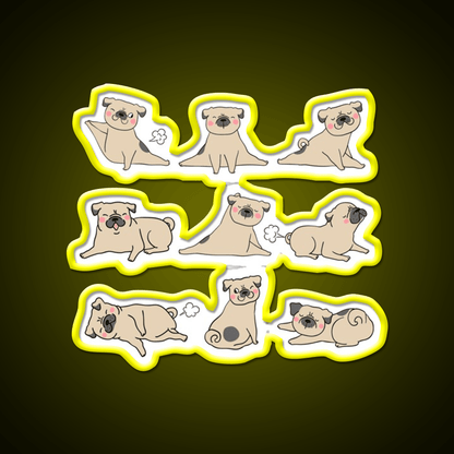 Funny Farting Yoga Pugs Yoga Funny Pug Life Yoga Led Neon Sign Rgb Color - Shineneon