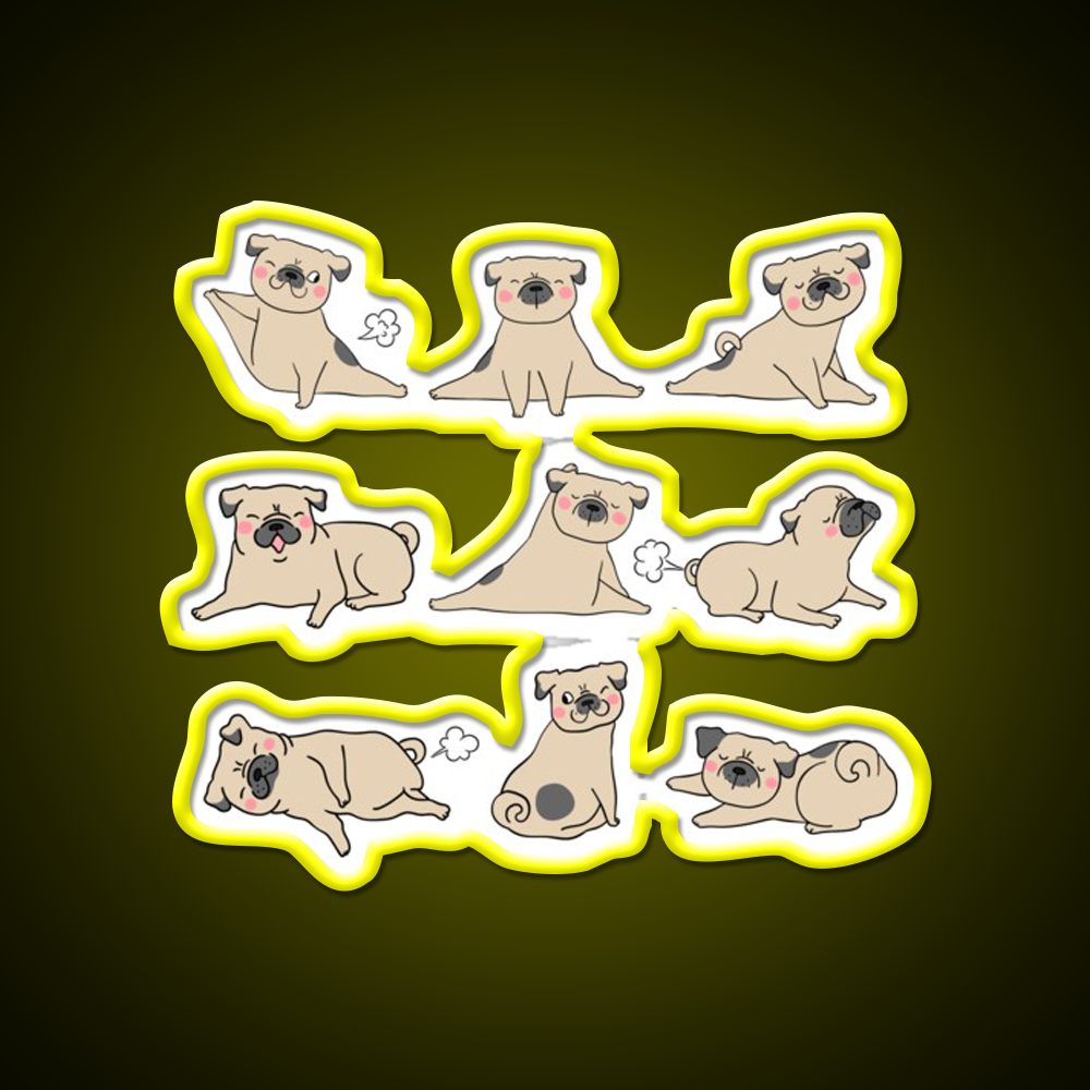 Funny Farting Yoga Pugs Yoga Funny Pug Life Yoga Led Neon Sign Rgb Color
