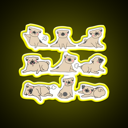 Funny Farting Yoga Pugs Yoga Funny Pug Life Yoga Led Neon Sign Rgb Color