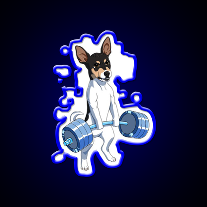 Funny Fitness Weight Lifting Rat Terrier Dog Gym Fitness Led Neon Sign Rgb Color