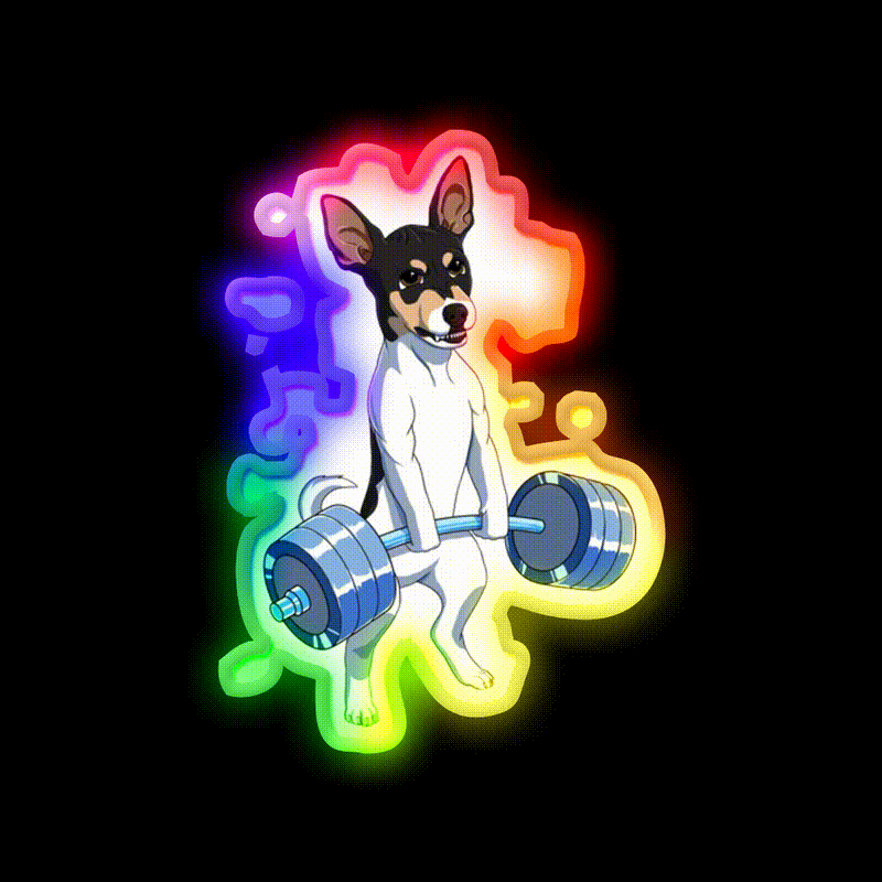 Funny Fitness Weight Lifting Rat Terrier Dog Gym Fitness Led Neon Sign Rgb Color