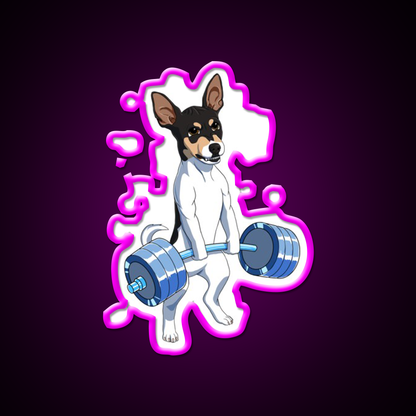 Funny Fitness Weight Lifting Rat Terrier Dog Gym Fitness Led Neon Sign Rgb Color