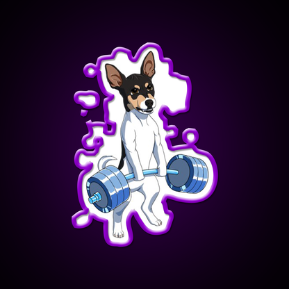 Funny Fitness Weight Lifting Rat Terrier Dog Gym Fitness Led Neon Sign Rgb Color