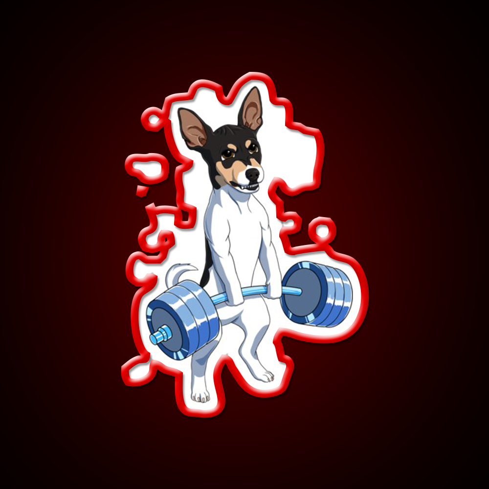 Funny Fitness Weight Lifting Rat Terrier Dog Gym Fitness Led Neon Sign Rgb Color