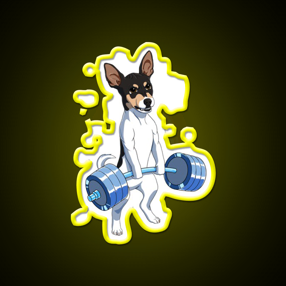 Funny Fitness Weight Lifting Rat Terrier Dog Gym Fitness Led Neon Sign Rgb Color