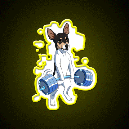 Funny Fitness Weight Lifting Rat Terrier Dog Gym Fitness Led Neon Sign Rgb Color