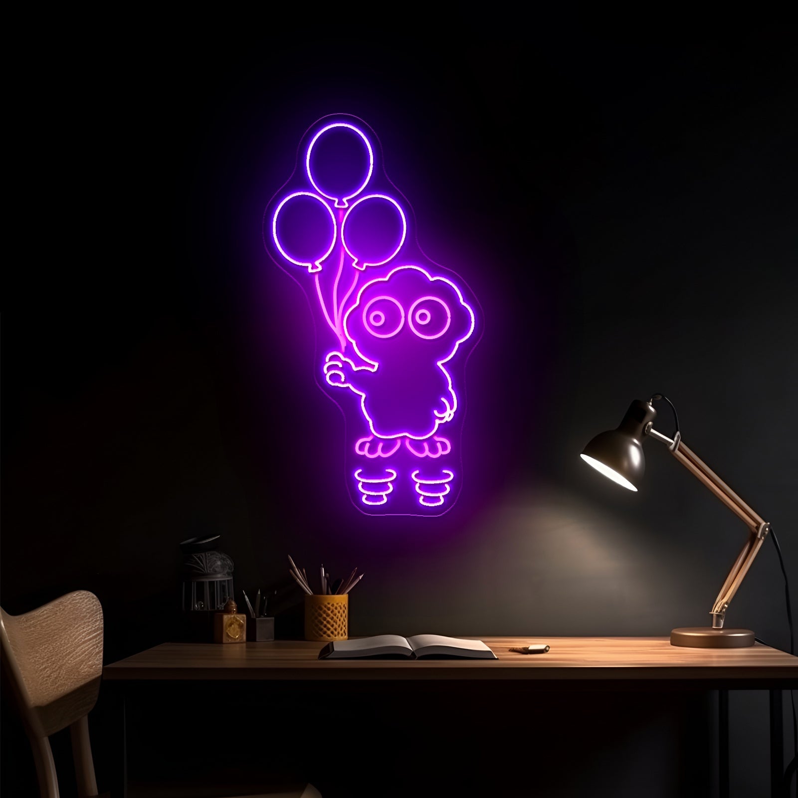 Funny Flying Scoop With Balloons Artistic Neon Signs Wall Art Led Signs - Shineneon