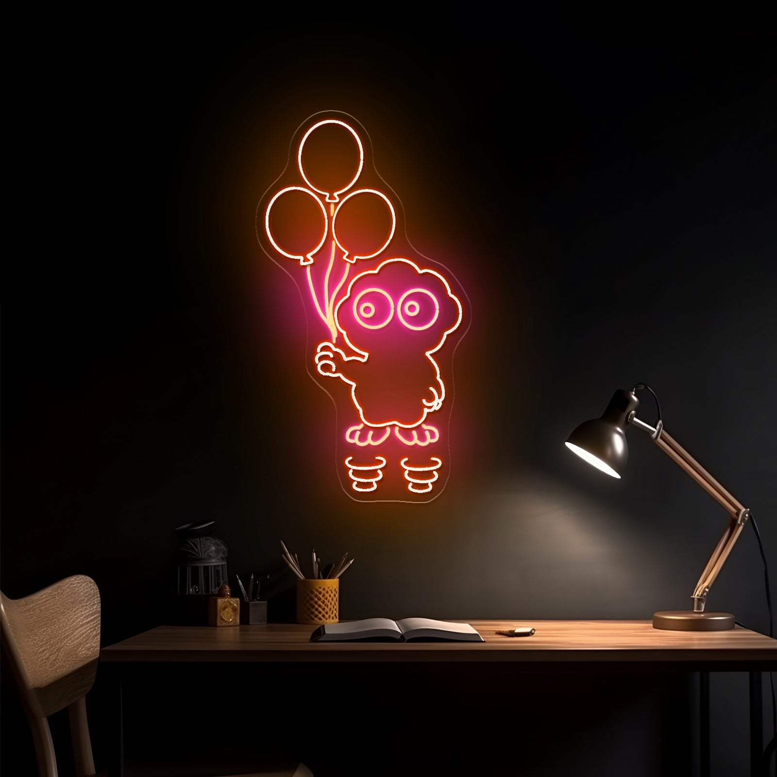 Funny Flying Scoop With Balloons Artistic Neon Signs Wall Art Led Signs - Shineneon