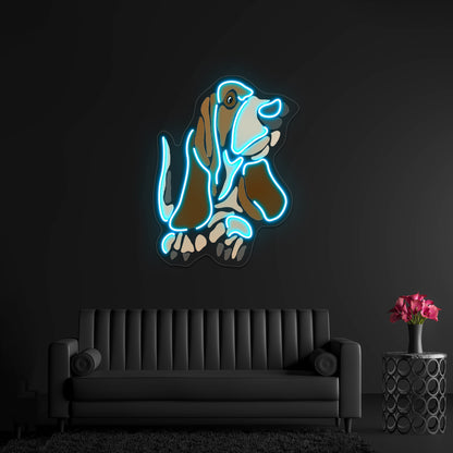 Funny Funky Basset Hound Dog Art Design Wall Artwork Neon Signs