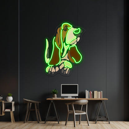 Funny Funky Basset Hound Dog Art Design Wall Artwork Neon Signs