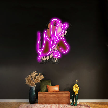 Funny Funky Basset Hound Dog Art Design Wall Artwork Neon Signs