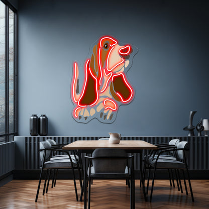 Funny Funky Basset Hound Dog Art Design Wall Artwork Neon Signs