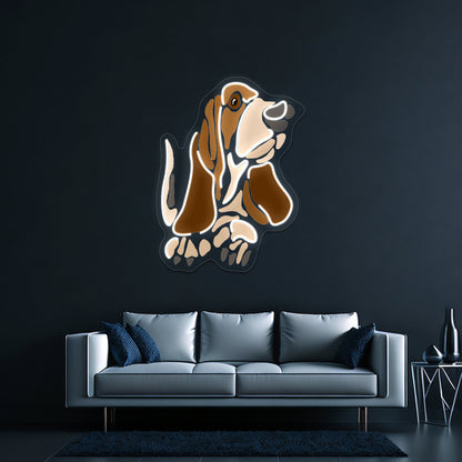 Funny Funky Basset Hound Dog Art Design Wall Artwork Neon Signs