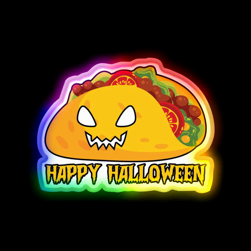 Funny Halloween Costume Taco Led Neon Sign Mexican Food Sign Rgb Color - LED neon sign close-up detail