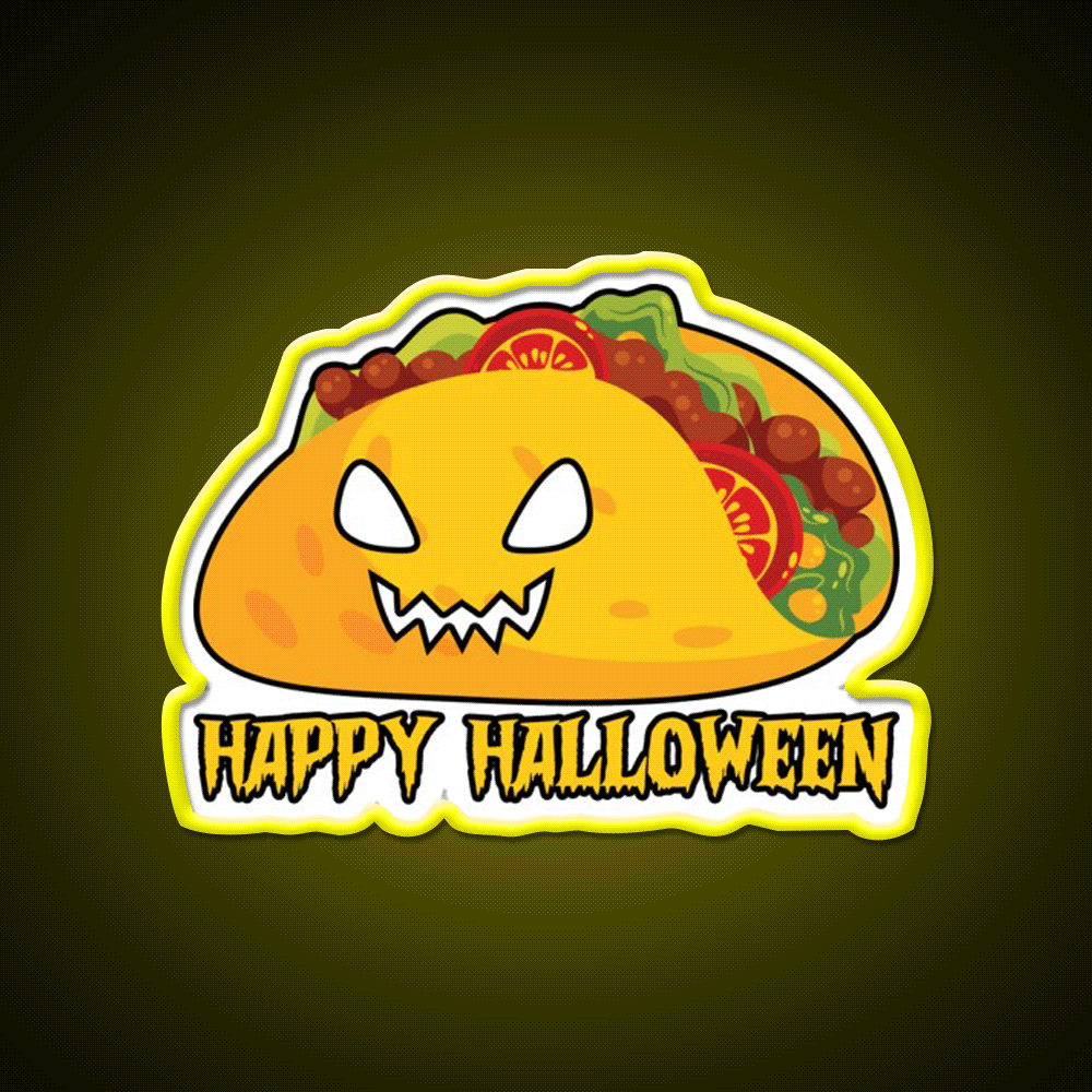 Funny Halloween Costume Taco Led Neon Sign Mexican Food Sign Rgb Color - Custom LED neon sign front view