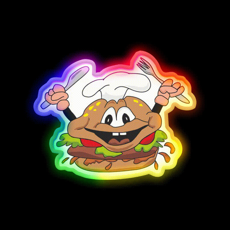 Funny Hamburger Fast Food Led Neon Sign For Burger Place Rgb Color - LED neon sign close-up detail