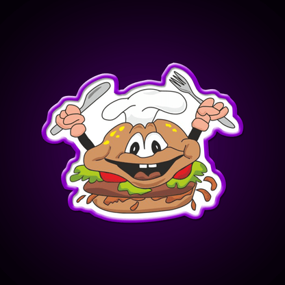 Funny Hamburger Fast Food Led Neon Sign For Burger Place Rgb Color - Shineneon