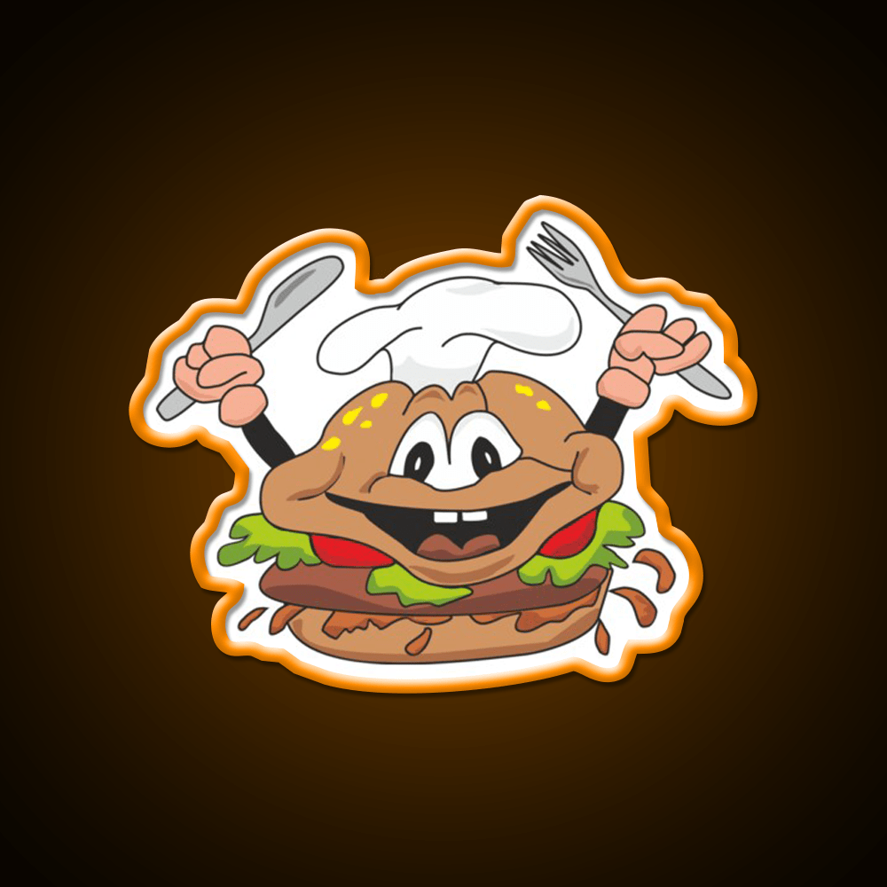 Funny Hamburger Fast Food Led Neon Sign For Burger Place Rgb Color - Shineneon