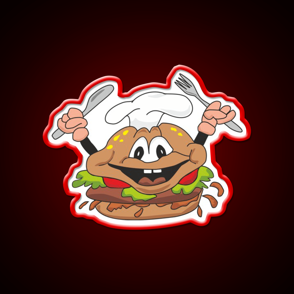 Funny Hamburger Fast Food Led Neon Sign For Burger Place Rgb Color - Shineneon