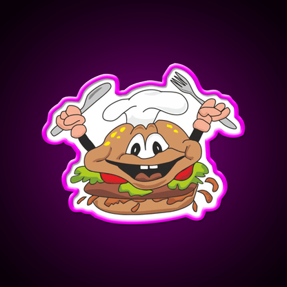 Funny Hamburger Fast Food Led Neon Sign For Burger Place Rgb Color - Shineneon