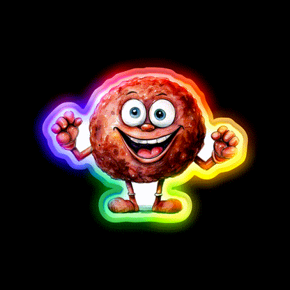 Funny Happy Meatball Snack Food Led Neon Sign Rgb Color - LED neon sign close-up detail