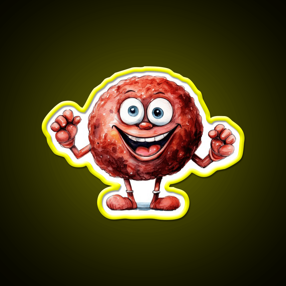 Funny Happy Meatball Snack Food Led Neon Sign Rgb Color - Shineneon