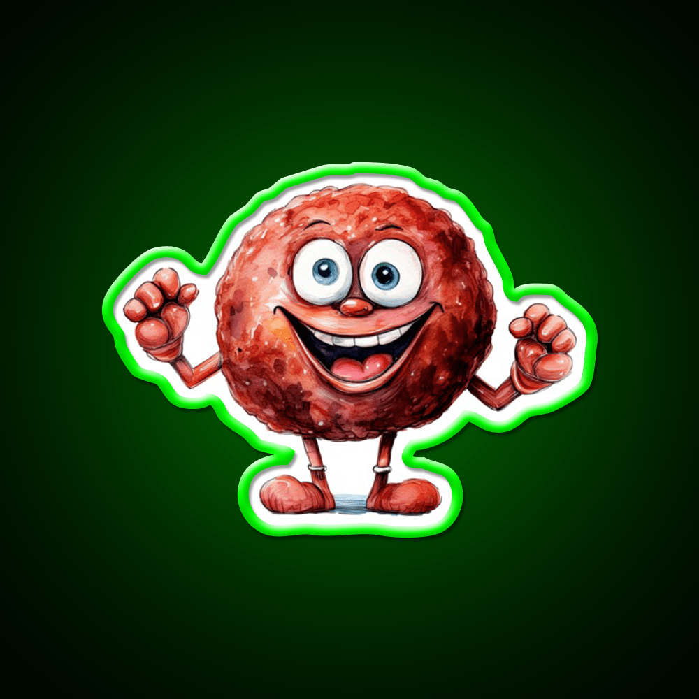 Funny Happy Meatball Snack Food Led Neon Sign Rgb Color - Shineneon