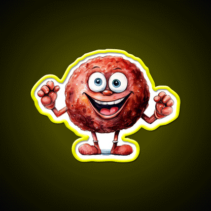 Funny Happy Meatball Snack Food Led Neon Sign Rgb Color - Custom LED neon sign front view