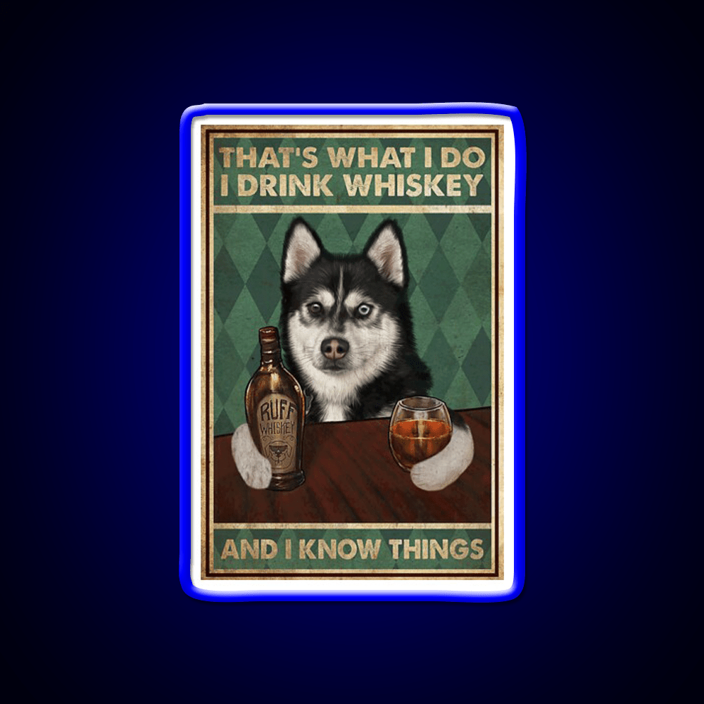 Funny Husky Dog Drink Whiskey Drink Bar Led Neon Sign Rgb Color - Shineneon